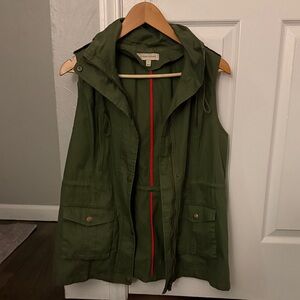 Olive Utility Vest with optional hood